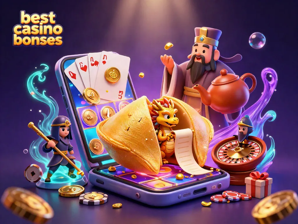 Engage with the best casino bonuses in a vibrant 3D illustration of fortune and gaming excitement.